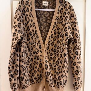 KHAITE Cashmere Tan and Black Leopard Cardigan